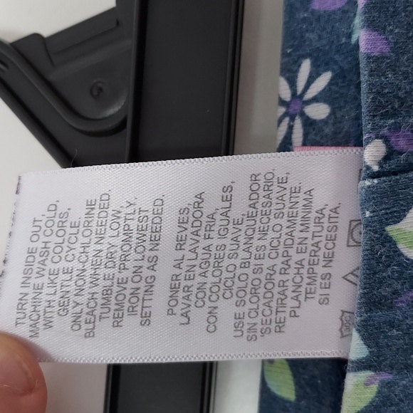 Nanette girls long pants 12 blue with green purple flower print throughout - Picture 5 of 11